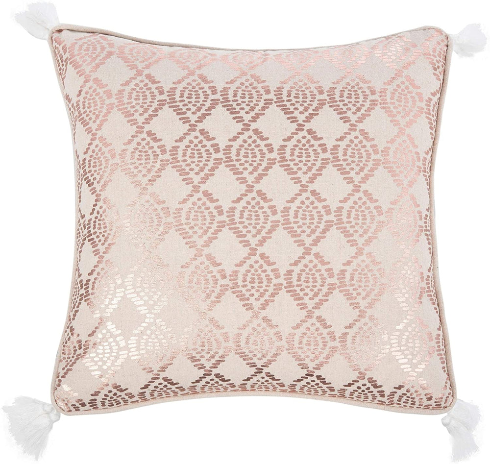 18" Pillow Gold Pink Geometric Modern Contemporary Cotton Single