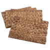 4 Piece Set Brown Woven Rattan Placemats Wooden Hardboard Texture Placemat Settings