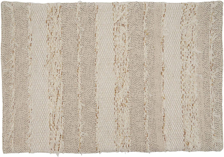 Placemats Fringe Stripe Design (Set 4) Off White Oblong