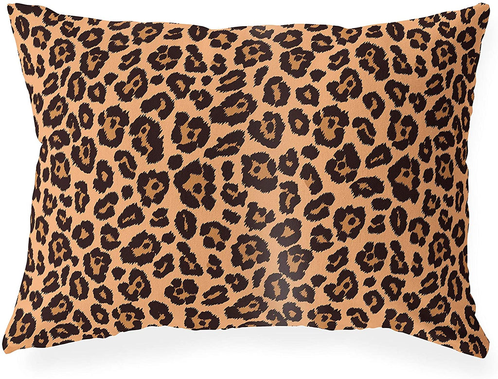 UKN Leopard Natural Lumbar Pillow Black Animal Modern Contemporary Polyester Single Removable Cover