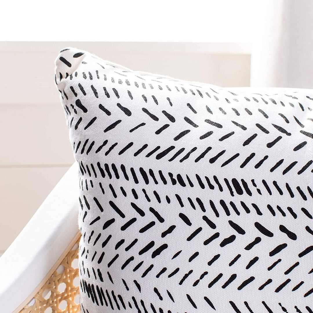 18" Pillow Black White Geometric Modern Contemporary Cotton Single