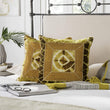 Dip dye Patch 20 inch Decorative Throw Pillow (Set 2) Yellow Abstract Geometric Textured Mid Century Modern Contemporary Jute Two Pillows
