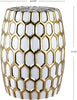 Honeycomb Ceramic Decorative Garden Stool Gold White Modern Contemporary Glossy