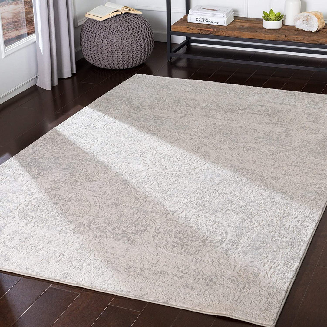 Traditional Runner Rug 2'7" X 7'7" Grey Ivory White