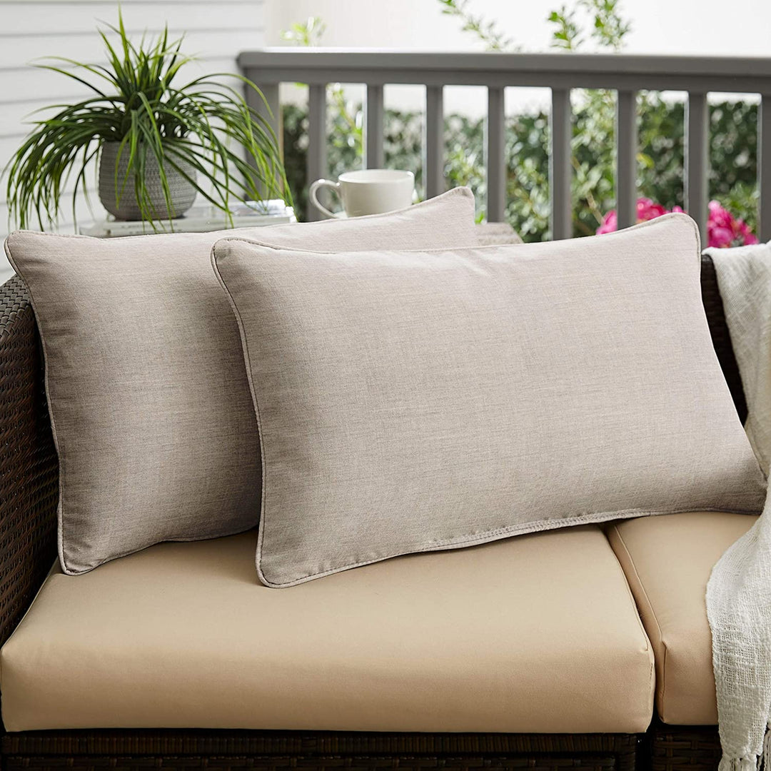 Cast Silver Indoor/Outdoor Corded Pillow 16 X 26 Grey