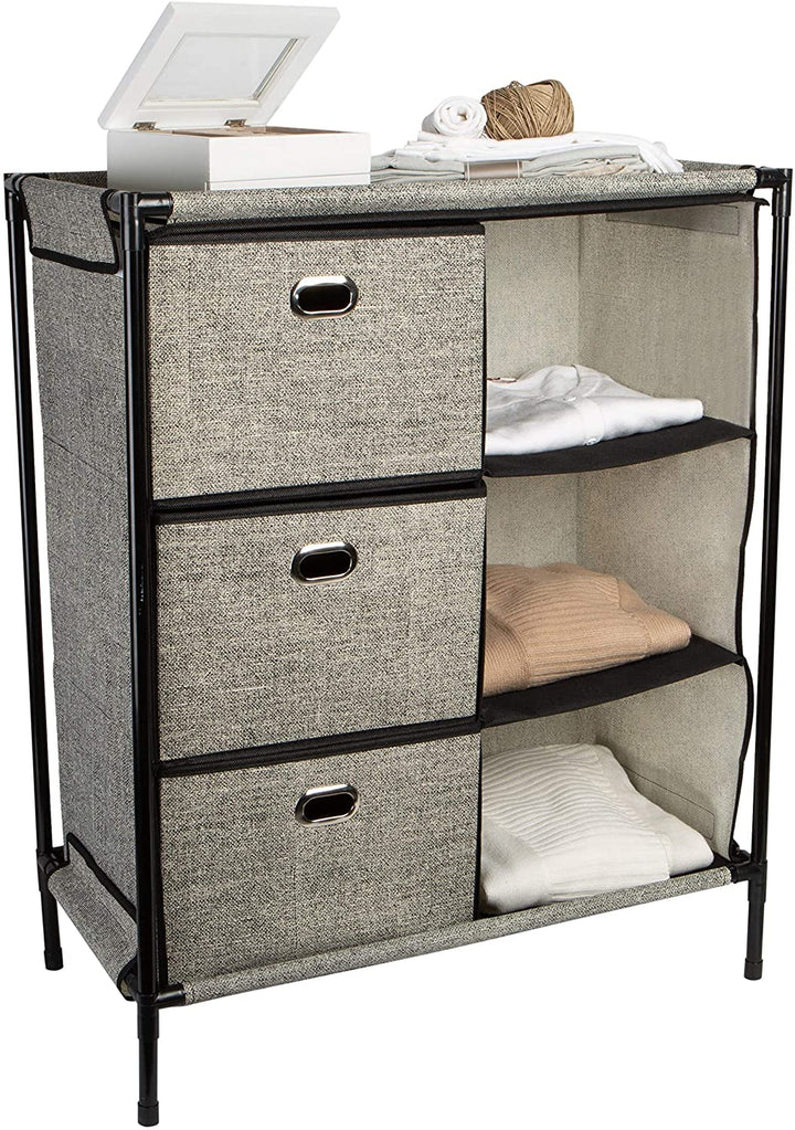 6 Grid Storage Organizer Black 24 4"x 13 8"x 31 1" Fabric Metal Finish - Diamond Home USA