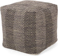 Hand Crafted Cotton Cube Pouf by Beige Brown Yellow Chevron Modern Contemporary Solid Square Fabric