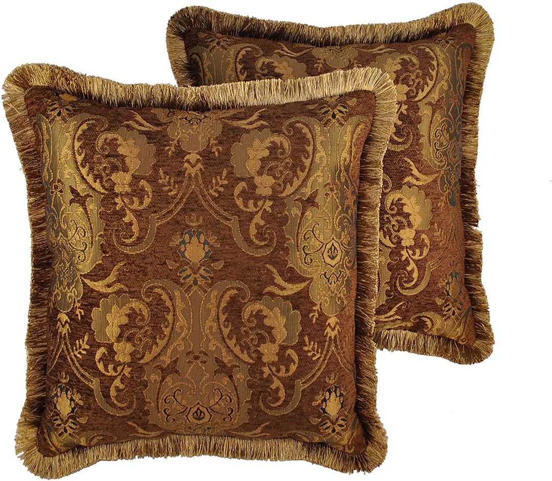 China Art Brown 20 inch Decorative Throw Pillows (Set 2)