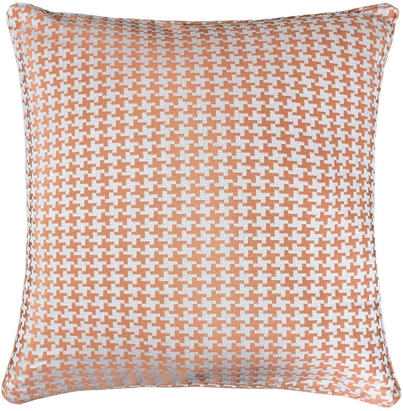 Cotton Throw Pillow Cover Orange Houndstooth Modern Silk Plaid Textured Sofa Couch Decorative 20 X Inch Geometric Contemporary Removable