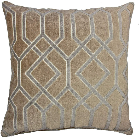 MISC Love Luxury Cut Velvet 24 inch Floor Pillow Gold Geometric Traditional Chenille Single Removable Cover