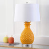 Yellow Pineapple Table Lamp Set Tropic Palm Leaf Light Modern White Decor Beach Summer Desk Bedroom Office Lighting Polyresin