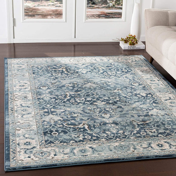 Navy Teal Updated Traditional Area Rug 2'6