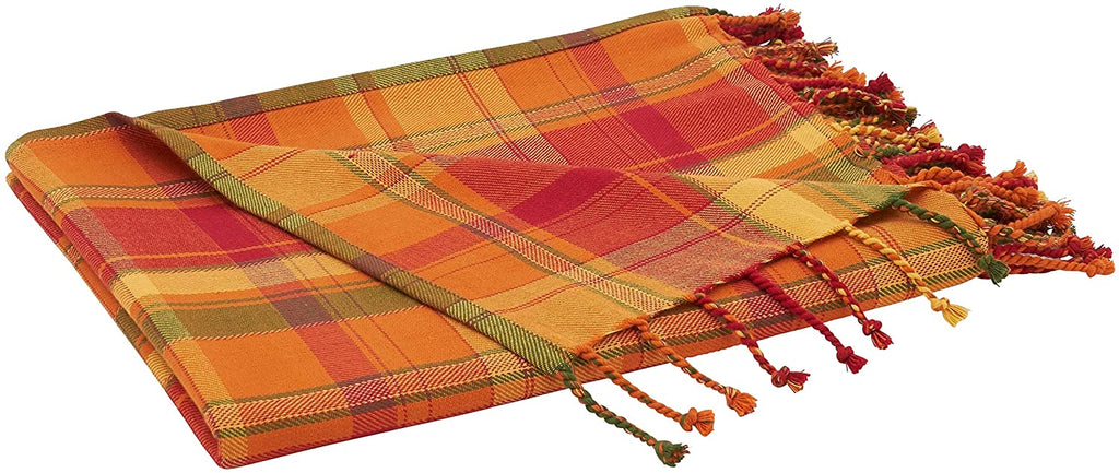 Unknown1 Throw Blanket Harvest Plaid Design Brown Traditional Cotton