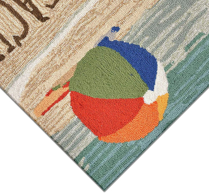 Frontporch Life's Beach Indoor/Outdoor Rug Sand 30"x48" Tan Novelty Rectangle Polyester Contains Latex - Diamond Home USA