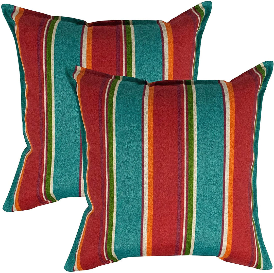 Weave Red 20 inch Outdoor Pillow (Set 2) Stripe