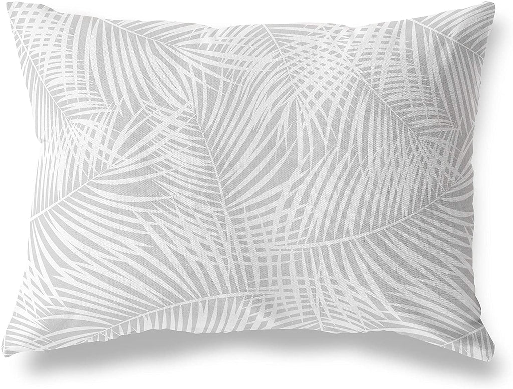 MISC Palm Play Grey Lumbar Pillow by Grey Floral Nautical Coastal Polyester Single Removable Cover
