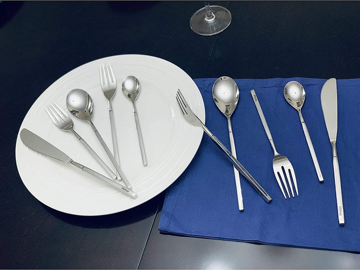 Stainless Steel 20 Piece Flatware Set Service 4 Silver Modern Contemporary - Diamond Home USA