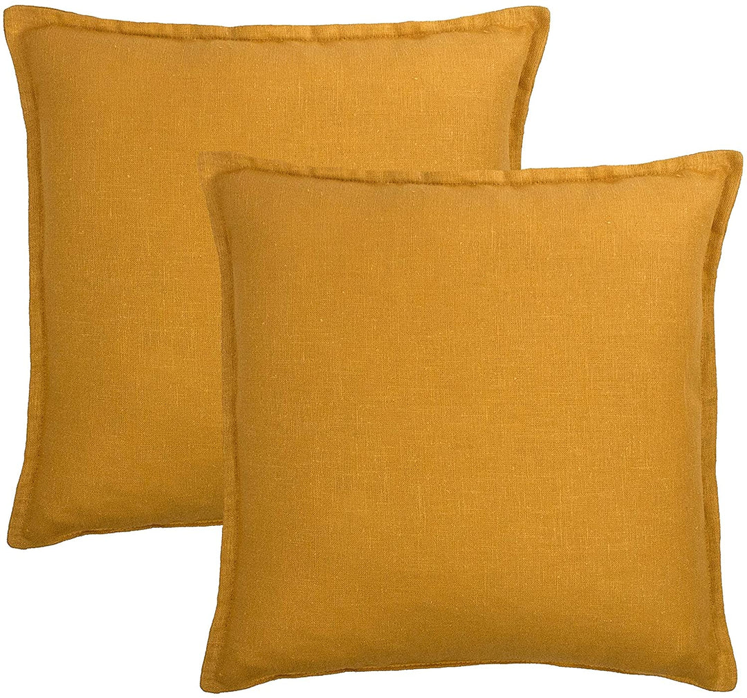 Linen Amber 20 inch Decorative Pillow (Set 2) Yellow Solid