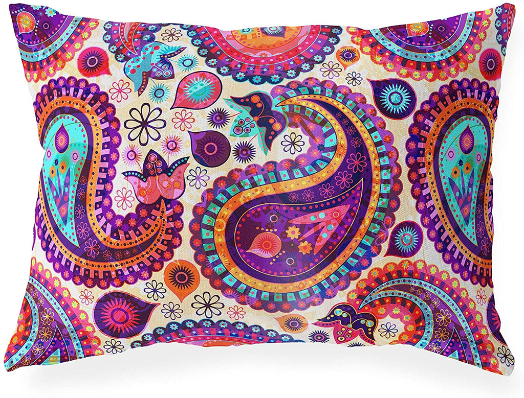 UKN Lumbar Pillow Purple Geometric Bohemian Eclectic Polyester Single Removable Cover