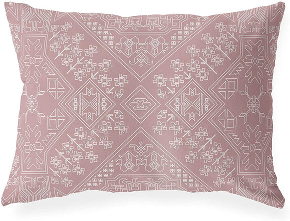 MISC Blush Indoor|Outdoor Lumbar Pillow by Designs 20x14 Pink Geometric Southwestern Polyester Removable Cover