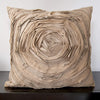 Tan Rose Ruffle 22 inch Decorative Pillow Floral Modern Contemporary Cotton Polyester Single