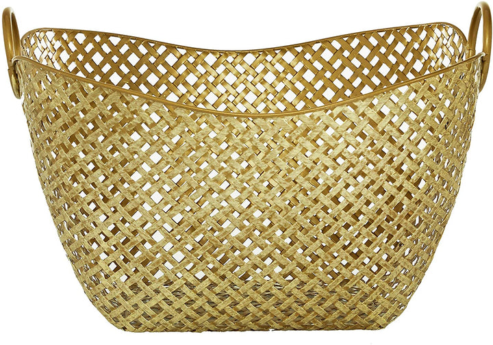 Large Gold Metal Basket 16 75" X 11 5 17 X 13 11 - Diamond Home USA