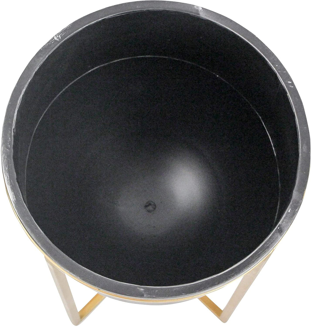 Mid Century Planters (Set 2) 23 5" h X 13" w 13" d / 17 5" h 11" w 11" d Black Gold Modern Contemporary Round Metal