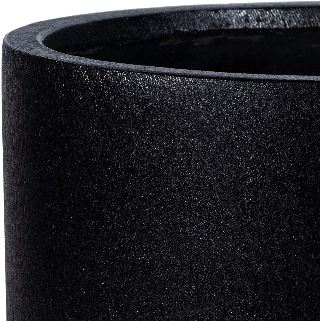 Outdoor Black Planter 14 5" W X L 12 9" H Modern Contemporary Round Concrete - Diamond Home USA