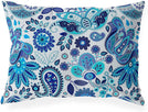 Indoor|Outdoor Lumbar Pillow 20x14 Blue Floral Modern Contemporary Polyester Removable Cover