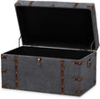 Modern Contemporary Transitional Storage Trunk Ottoman Grey Rectangle Fabric