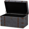 Modern Contemporary Transitional Storage Trunk Ottoman Grey Rectangle Fabric