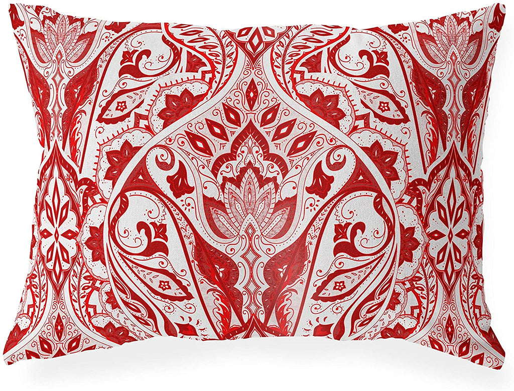 UKN Red Lumbar Pillow Red Geometric Global Polyester Single Removable Cover