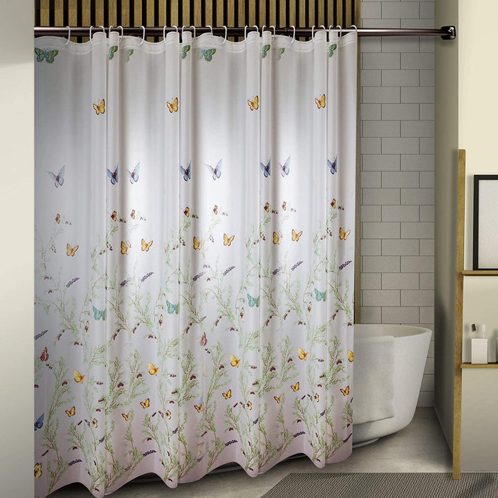 Butterflies Shower Curtain 71" X White Animal Victorian