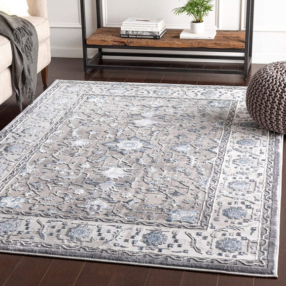 Blue Grey Traditional Area Rug 5'3
