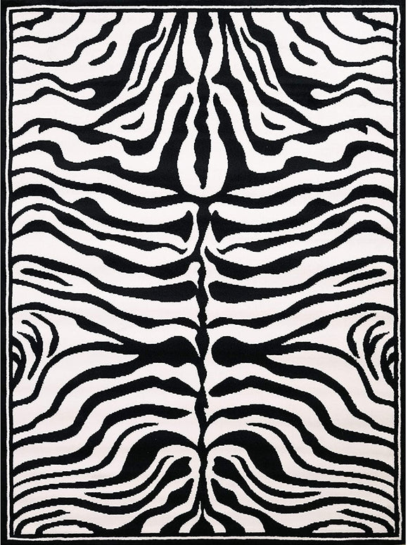 Area Rug 5'3 X 7'2 Black White Novelty Rectangle Polypropylene Contains Latex Stain Resistant
