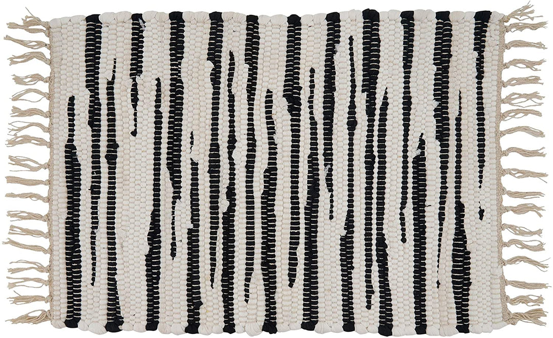 MISC Cotton Placemats Zebra Design (Set 4) Black Oblong