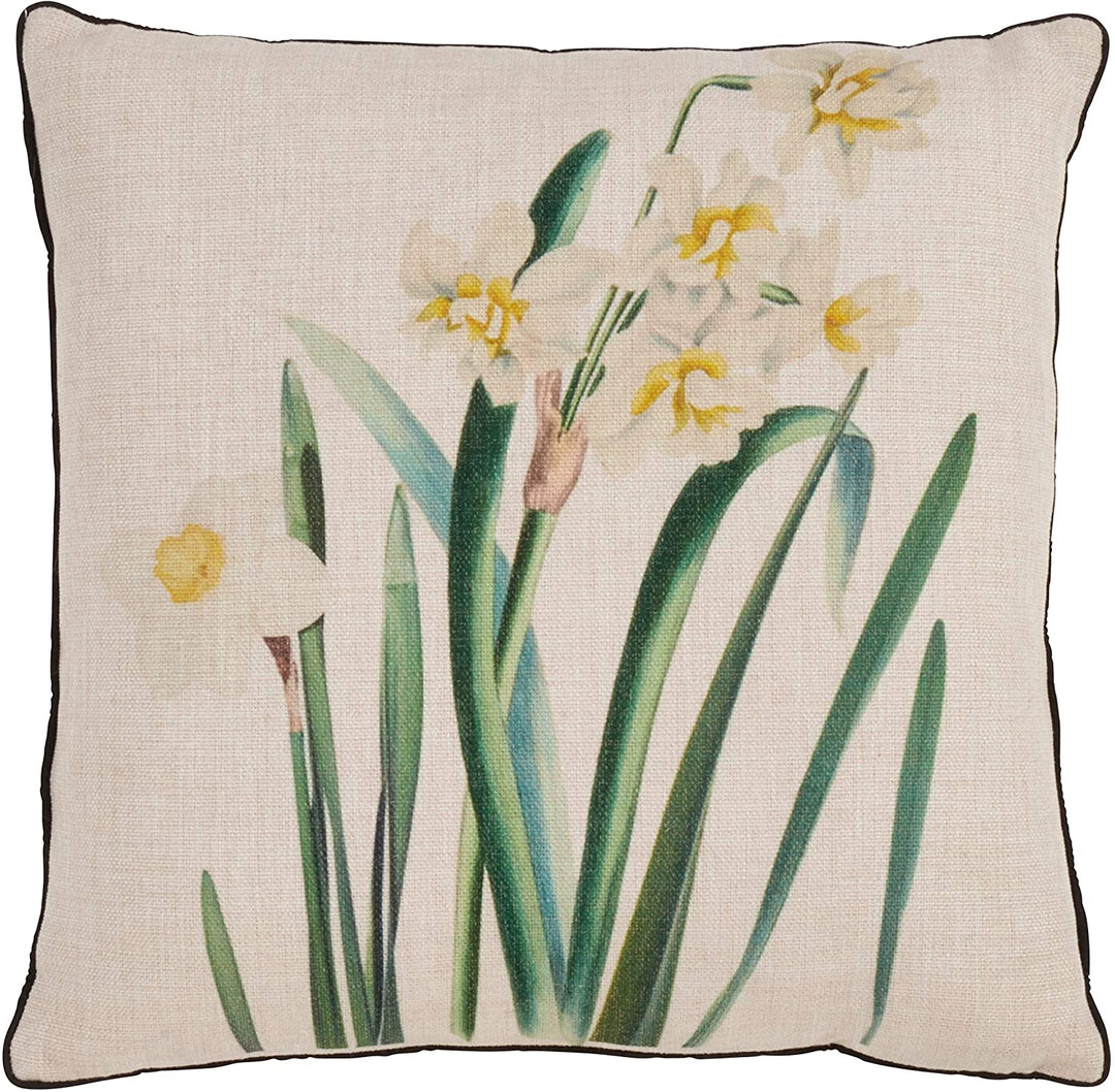 Floral Design Throw Pillow Tan Polyester