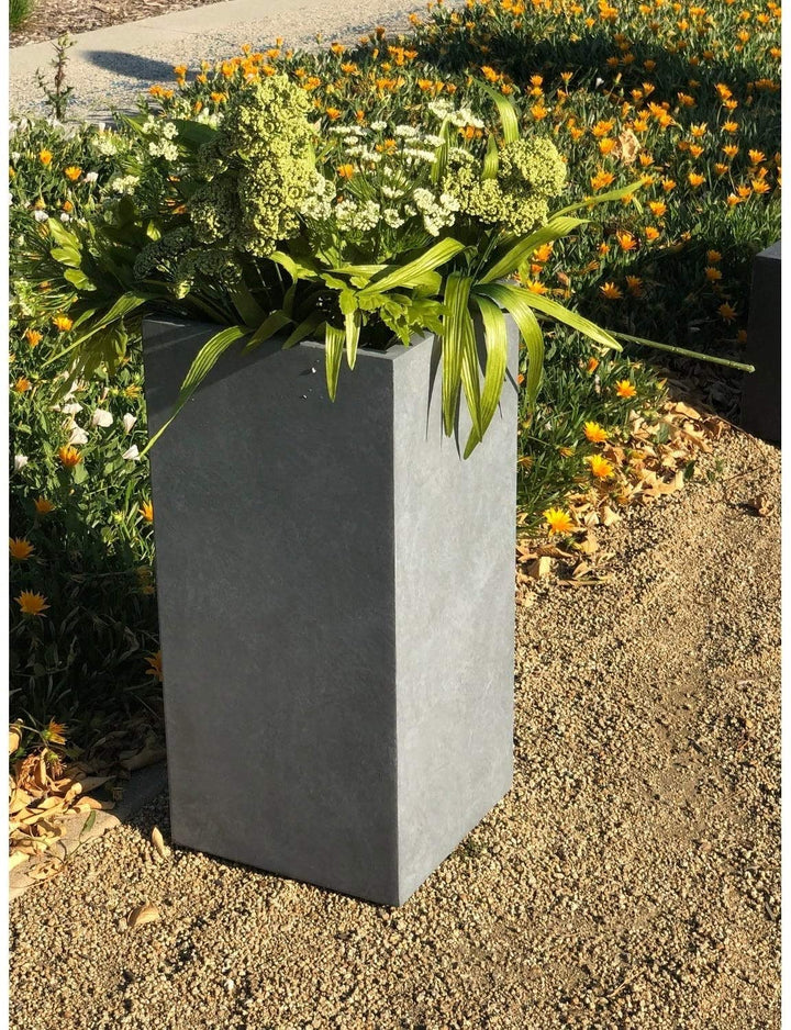 Lightweight Concrete Cement Color Tall Planter Medium