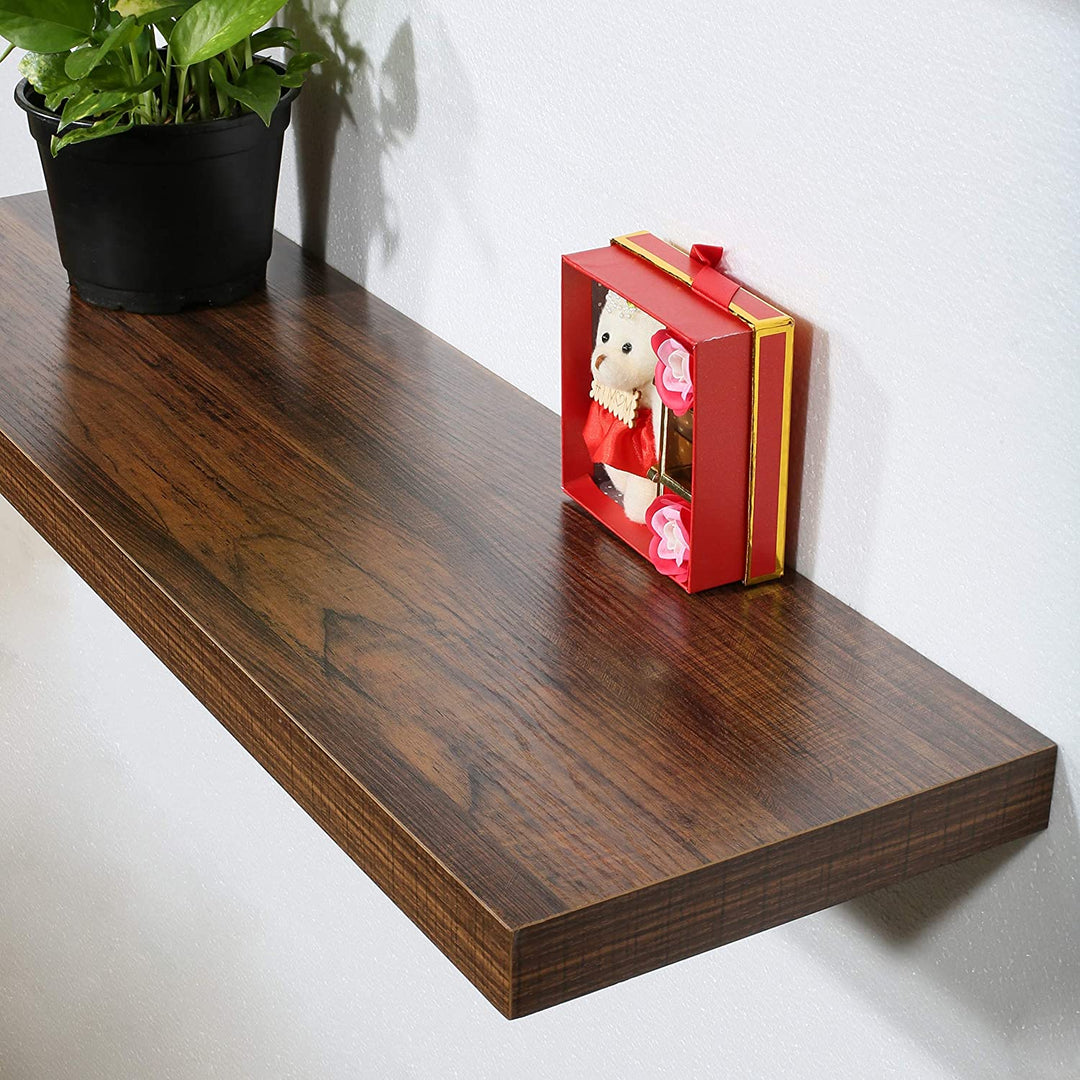 Modern Contemporary Antique Walnut Floating Shelves 31 59 251 5 Inches Brown Mid Century MDF Wood Natural Finish - Diamond Home USA