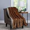Fauxfur Throw Hypoallergenic Blanket Fauxmink Back Gift Box 60x70 by (Brown) Brown Solid Color Modern Contemporary Faux Fur