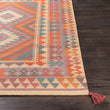 Orange Boho Handmade Wool Accent Rug 2' X 3' Bohemian Eclectic Southwestern Rectangle Latex Free