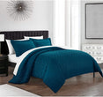Comforter Set Embossed Quilted Vine Pattern King Blue Embroidered Modern Contemporary Microfiber 2
