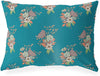Indoor|Outdoor Lumbar Pillow 20x14 Blue Floral Modern Contemporary Polyester Removable Cover