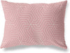 Pink White Lumbar Pillow by Pink Geometric Modern Contemporary Polyester Single Removable Cover