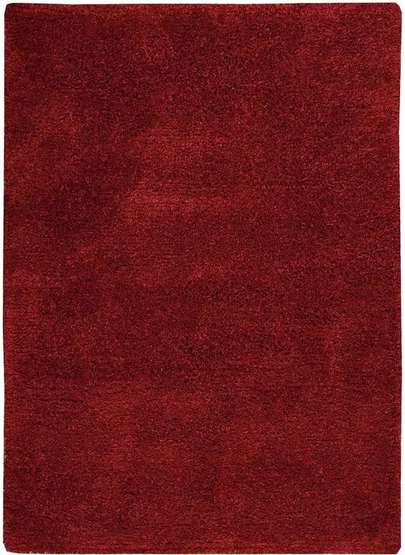 Fusion Red Area Rug 5' X 7' Solid Modern Contemporary Rectangle Polyester Silk Synthetic Latex Free Handmade