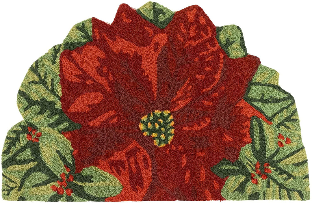 Frontporch Poinsettia /Out Rug Red 20"x0" 1/2 Round 20" X