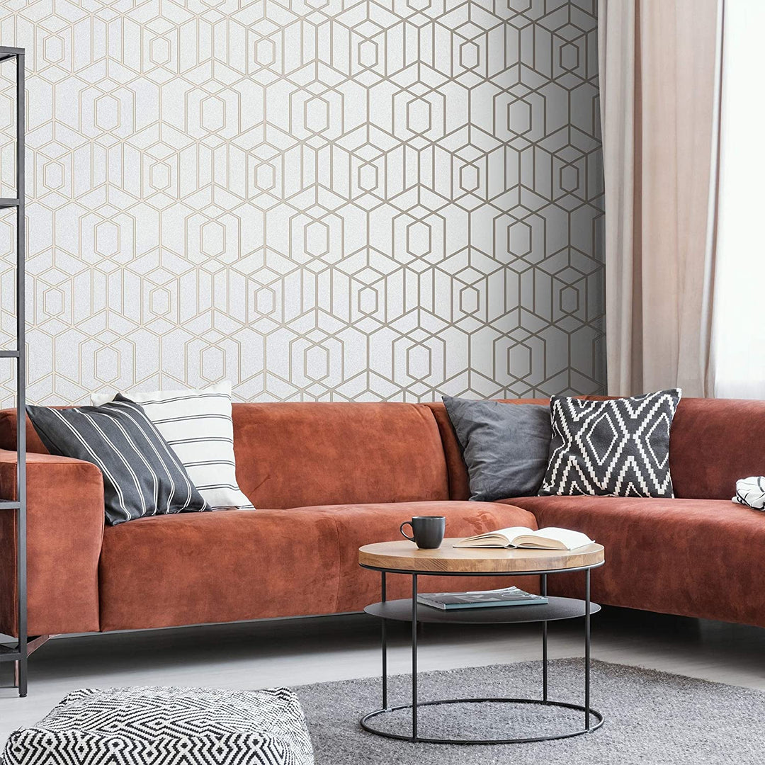 Pearl Wallpaper Off/White Geometric Modern Contemporary - Diamond Home USA