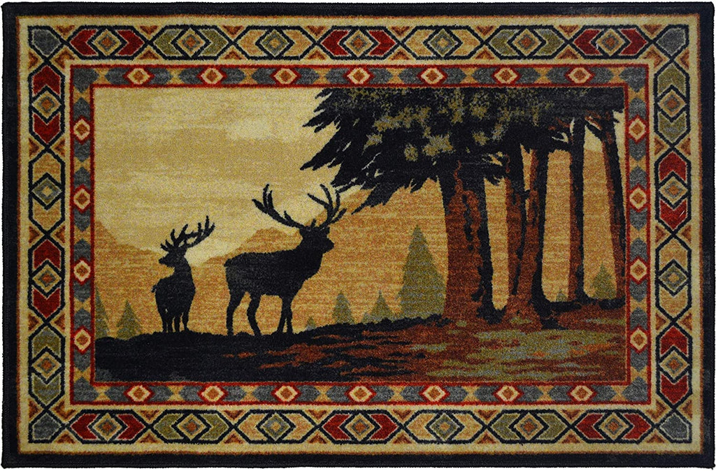 Southwest Deer Accent Rug 30"x46" Color Nature Nylon Latex Free