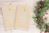 Turkish Cotton Christmas Scroll Tree Beige Set 2 Hand Towels Brown Gold Terry Cloth Embroidered