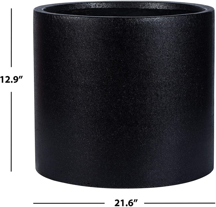 Outdoor Black Planter 14 5" W X L 12 9" H Modern Contemporary Round Concrete - Diamond Home USA